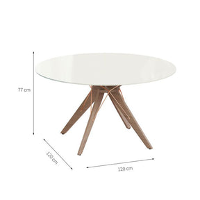 Mesa de Jantar Redonda Spacy Off White e Freijó 120 cm