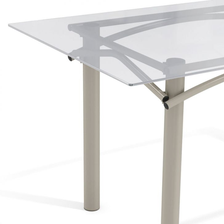 Mesa de Jantar Retangular com Tampo de Vidro Elba Cinza 150 cm