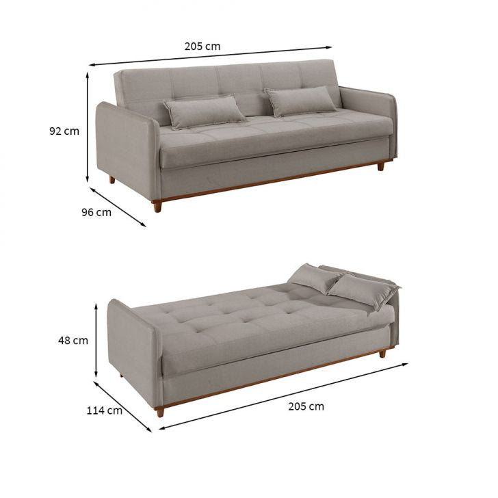 Sofá-Cama Casal 3 Lugares Ipanema com Baú Linho Bege