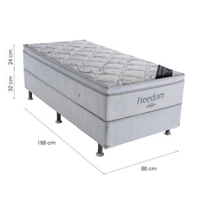 Conjunto Cama Box Light com Colchão Solteiro Molas Ensacada Freedom (32x88x188) Branco