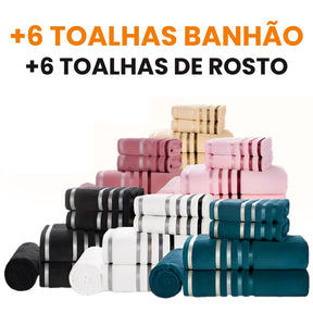 COMBO ESPECIAL +6 TOALHAS BANHÃO +6 TOALHAS DE ROSTO